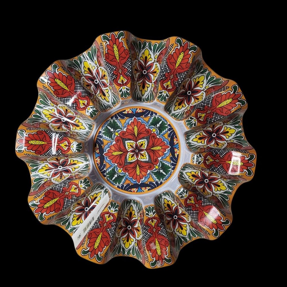 Prepara Melamine Taco Carousel Colorful Talavera Style Decoration Holds 10 Tacos